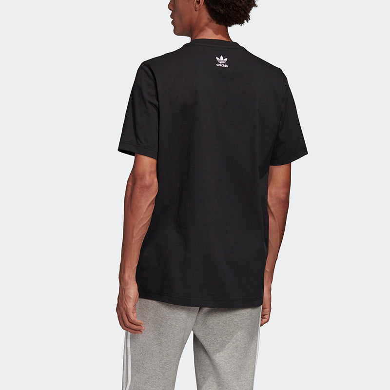adidas originals Tee 1 Logo Printing Round Neck Short Sleeve Black GK5909
