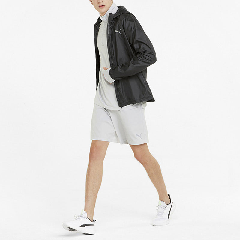 PUMA Solid Color Logo Athleisure Casual Sports Woven Hooded Jacket Black 521684-01