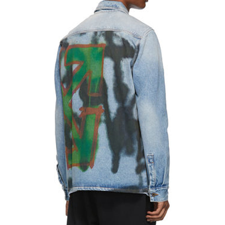 Off-White FW19 Doodle Denim Shirt Men Blue OMYD015E193860377188