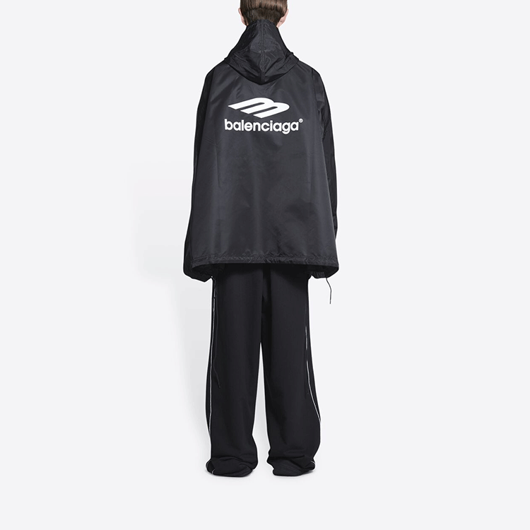 Balenciaga 3B Sports Icon Oversized Windbreaker Jacket 'Black' 698871TLO251000