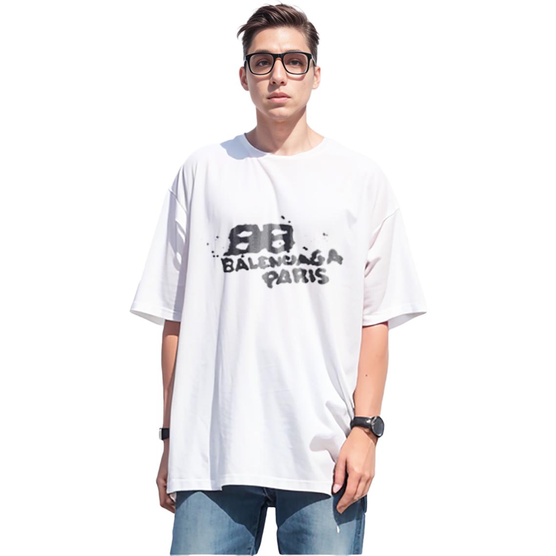 Balenciaga Hand-Drawn BB Icon T-Shirt Medium Fit 'White Black' 612966TNVN49040