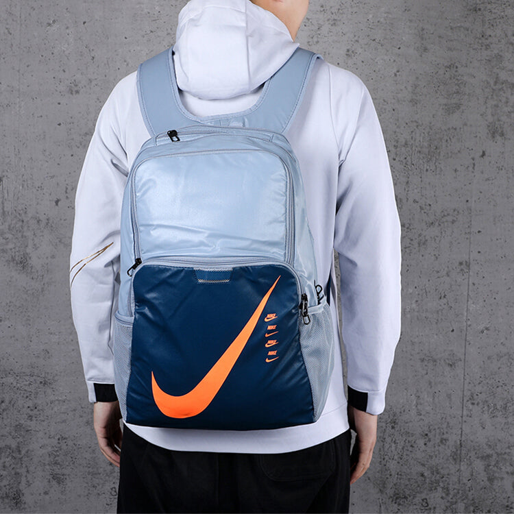 Nike Brasilia Medium Backpack-9.0 MTRL 'Blue Grey Orange' BA6214-464