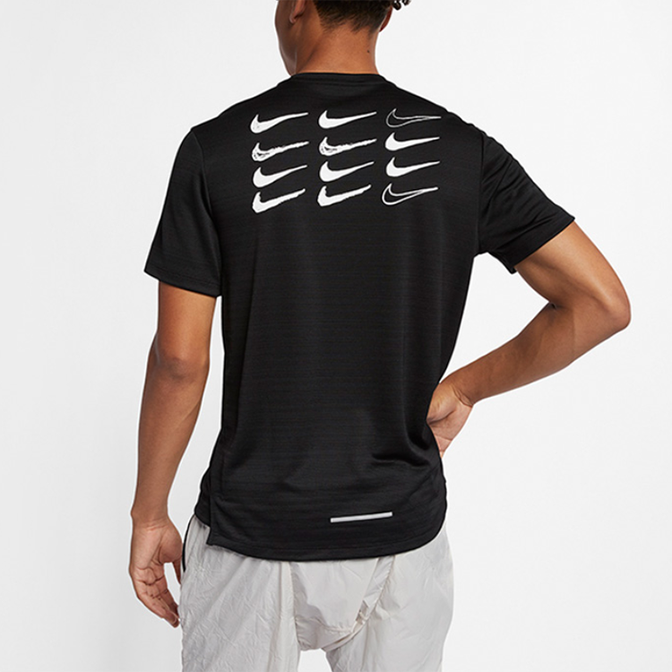 Nike Dri-Fit Miler Printing Short Sleeve Black AT7841-010