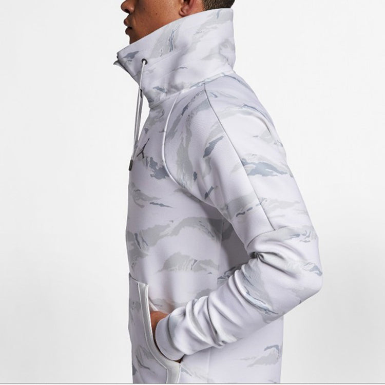 Air Jordan Half Zipper Basketball Fleece Lined Sports White Camouflage AH6164-121