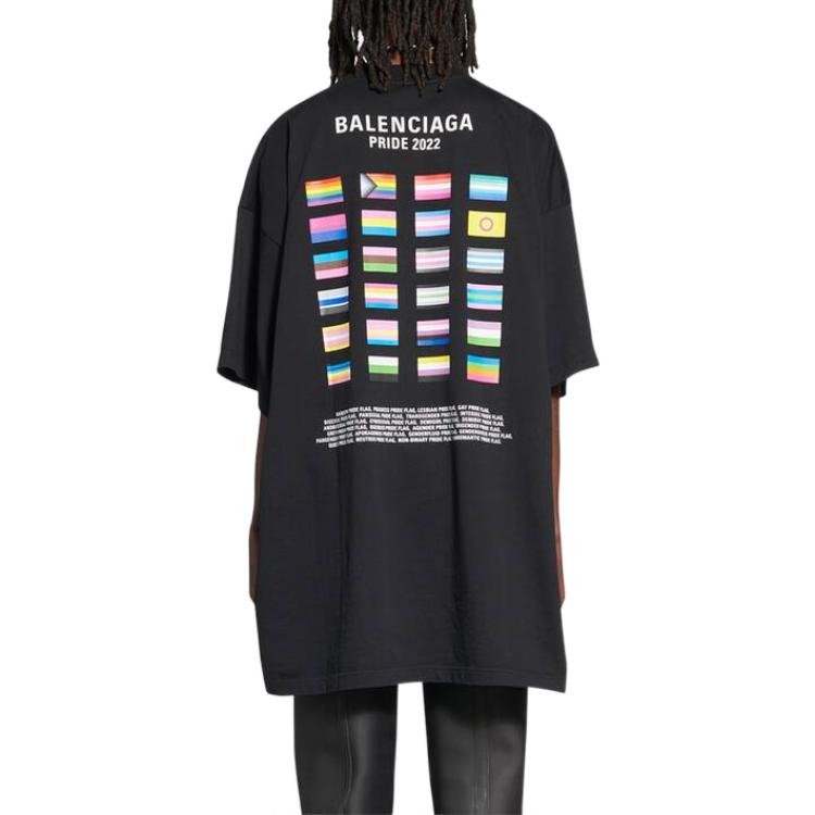 Balenciaga Pride 22 Oversized Cotton T-Shirt 'Black White' 694576TMVO21070