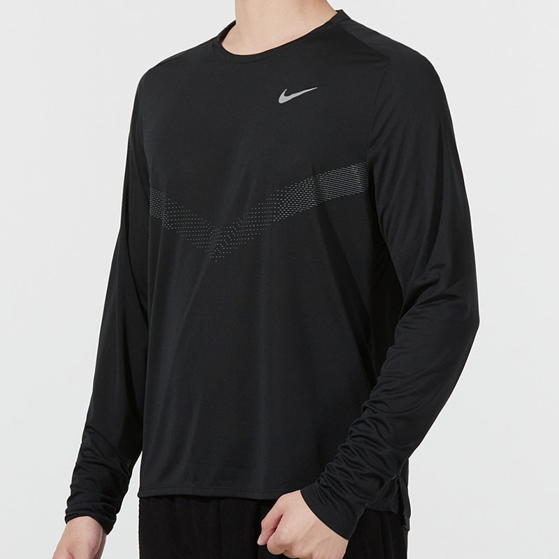Men's Nike Sports Fitness Training Running Casual Long Sleeves Black T-Shirt DD6022-010