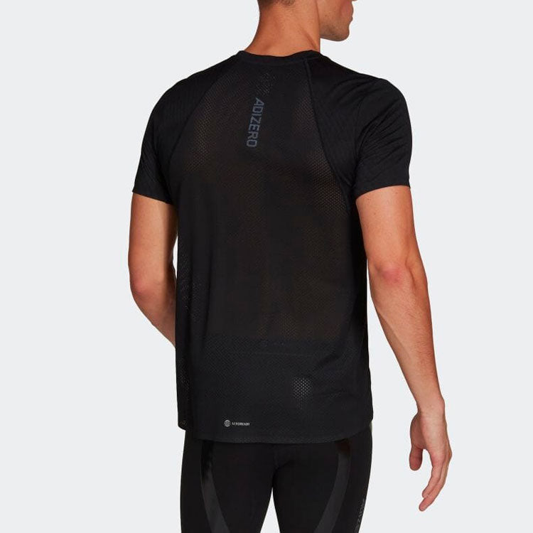 Men's adidas Logo Printing Round Neck Solid Color Pullover Short Sleeve Black T-Shirt HE9770