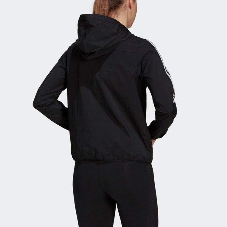 (WMNS) adidas Classic Stripe Woven Hooded Jacket Black GQ0596