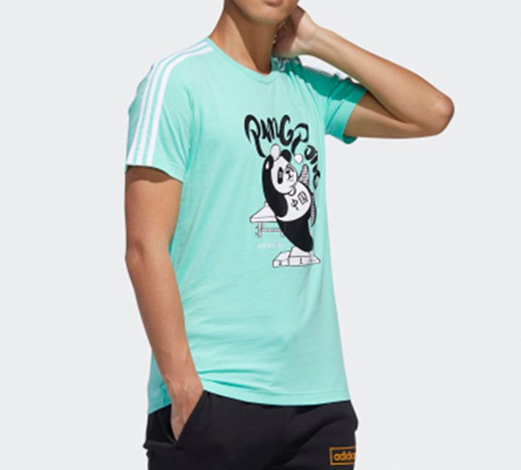 adidas neo Panda 3SGRX Tee Table Tennis Printing Slim Fit Short Sleeve Green GK1553
