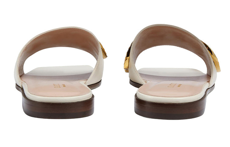 (WMNS) Gucci Cara Grained leather slip-on Sandal 'Off-White' 694858-C9D00-9022