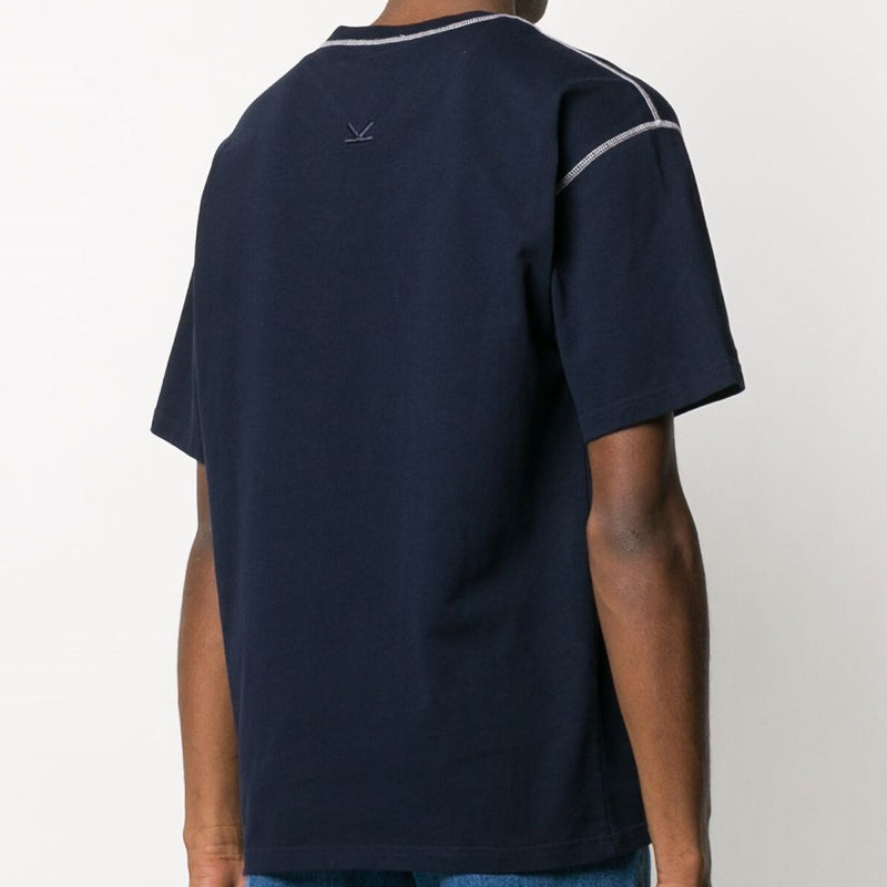 Men's KENZO Tiger Head Embroidered Pattern Round Neck Short Sleeve Navy Blue FA5-5TS081-4BD-77B