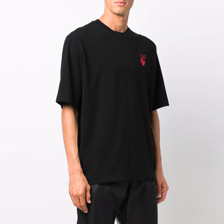 Off-White FW21 Logo Round Neck Short Sleeve Ordinary Version Black OMAA119F21JER0251025