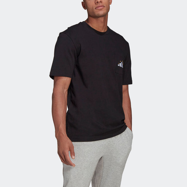adidas Mandala Tee M Printing Sports Round Neck Short Sleeve Black GN8181