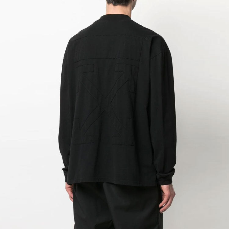 Off-White SS21 Logo Long Sleeves Round Neck Loose Fit Black OMAB032S21JER0021001