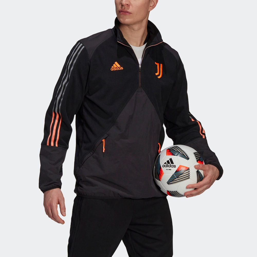 adidas Juventus Soccer/Football Sports Contrast Color Stitching Round Neck Pullover Black GK8603