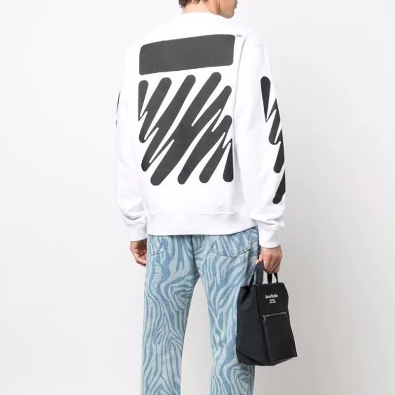 Men's Off-White Logo Printing Round Neck White OMBA057S22FLE0030110