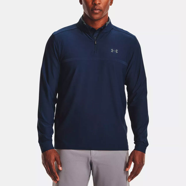 Men's Under Armour Playoff 2.0 Logo Printing Half Zipper Loose Navy Blue 1361821-408