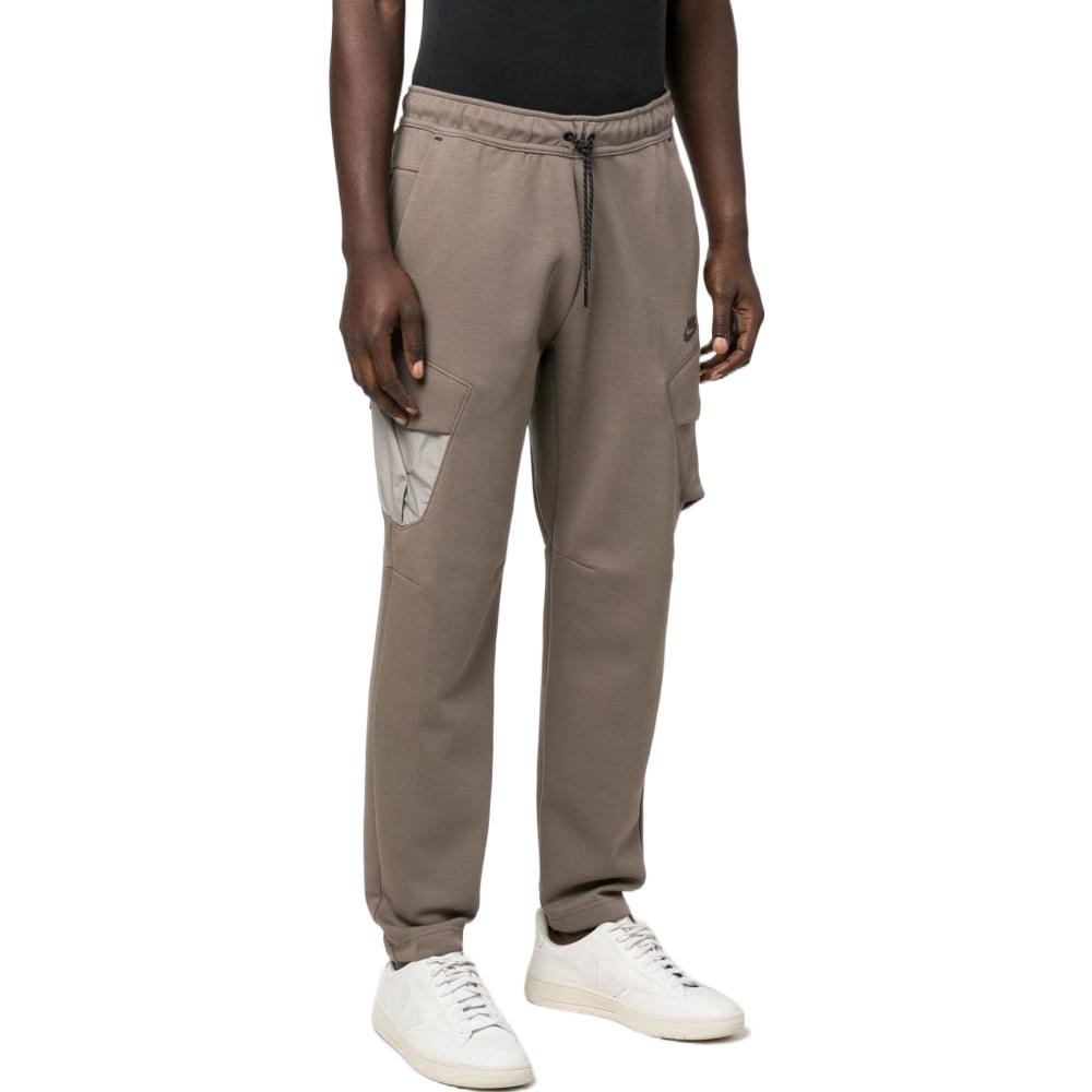 Men's Nike Solid Color Logo Embroidered Drawstring Lacing Cargo Sweatpants Brown DV0540-040