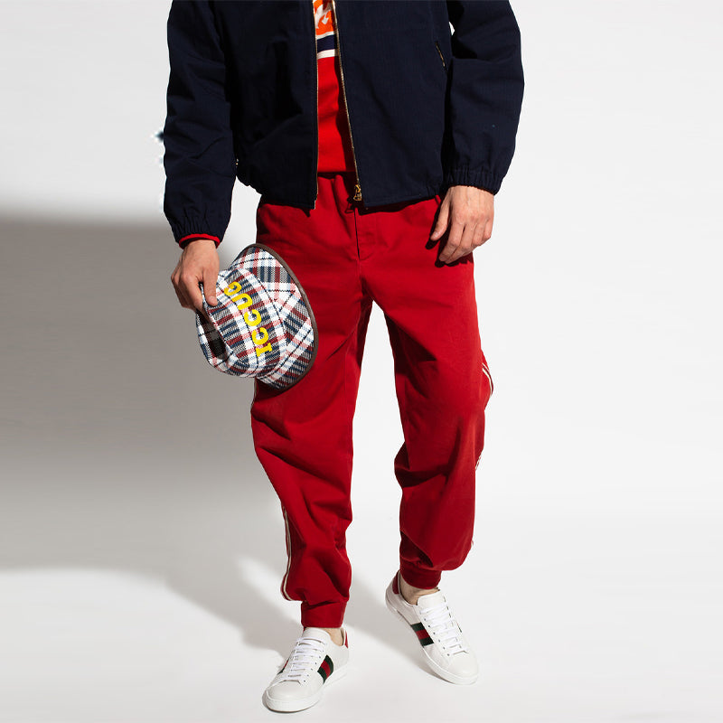 Men's Gucci SS21 Cotton Buckle Long Pants/Trousers Red 660067-ZAGP0-6429