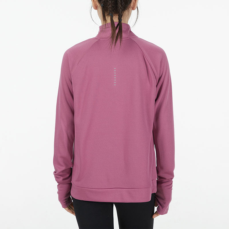 (WMNS) Nike DRI-FIT Half Zipper Quick Dry Reflective Sports Long Sleeves Deep Red T-Shirt DD6842-507