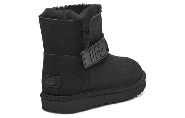 (WMNS) UGG Mini Bailey Graphic Logo Strap Boots 'Black' 1137073-BLK