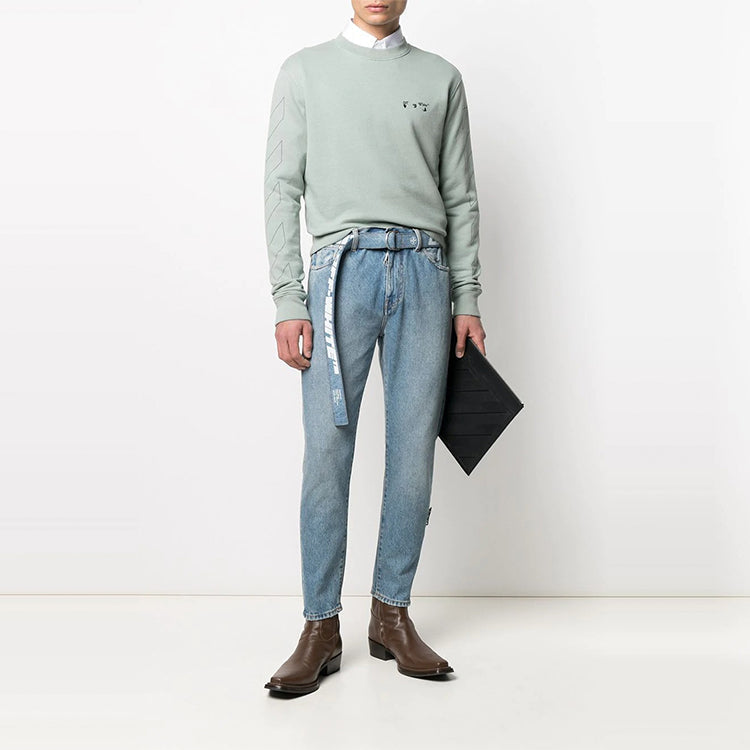 Off-White Logo Crewneck Sweatshirt 'Jadeite/Black' OMBA025R21FLE0025010