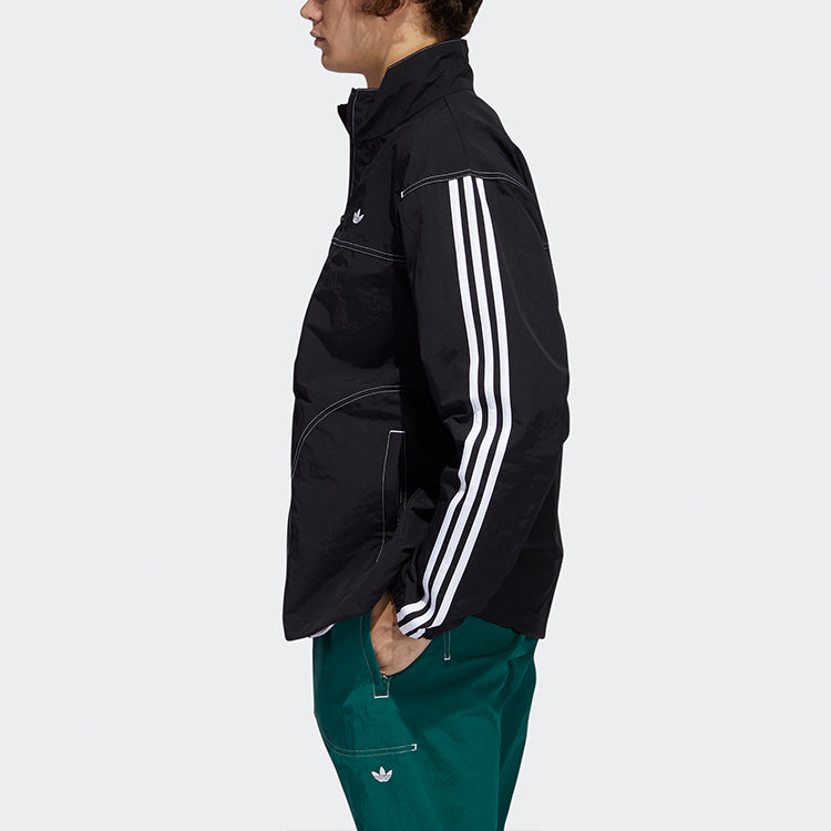 adidas originals Embroidered Logo Stand Collar Sports Jacket Black GD2057