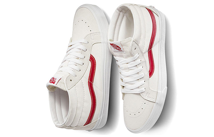 Vans SK8-Mid Stylish Lightweight Mid-Top Casual Skate Shoes Unisex White Red VN0A391FOXS