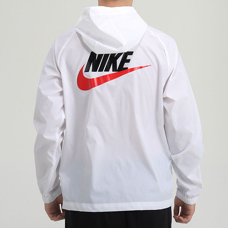 Nike Back Large Logo Woven Sports Hooded Jacket White CZ8677-100
