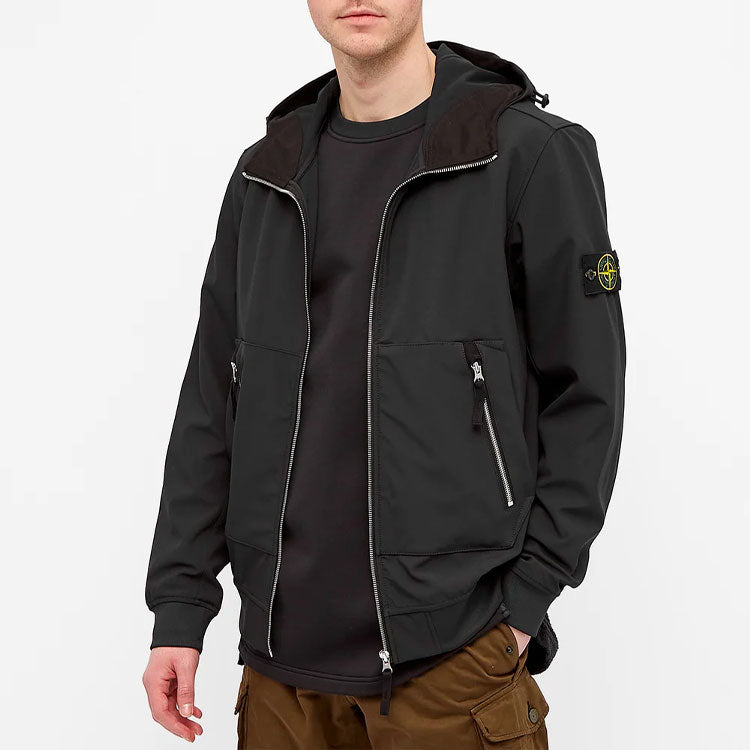 STONE ISLAND Soft Shell-R Hooded Jacket 'Black' 741540727-V0029