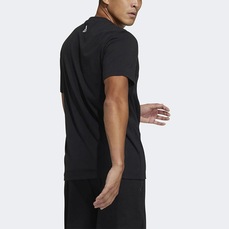 adidas Logo Printing Sports Round Neck Short Sleeve Black GP0969