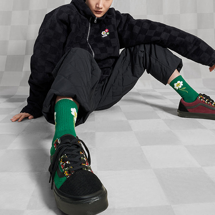 (WMNS) Vans Anaheim Floral Cord Checker Jacket 'Black' VN00044DY28