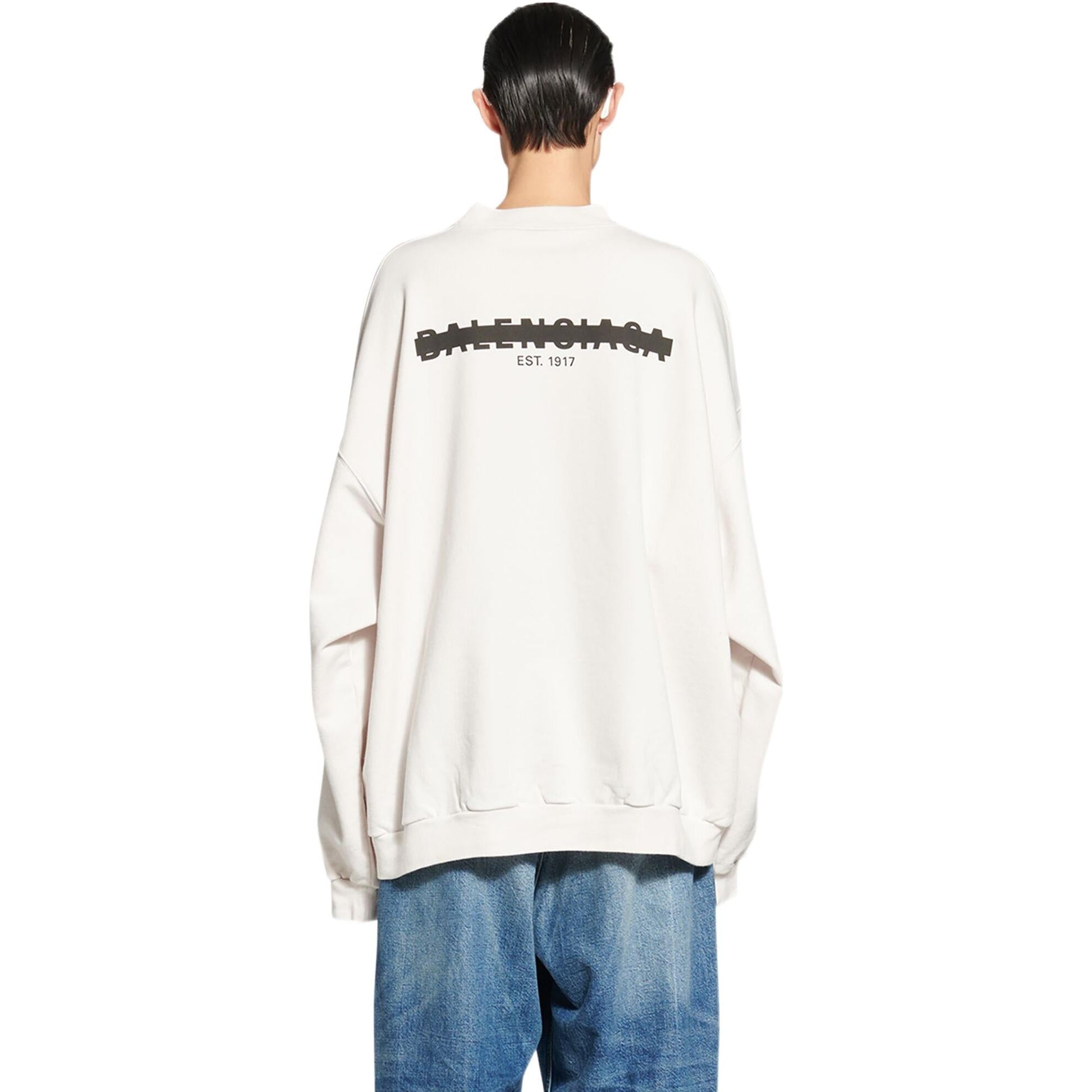 Balenciaga Strike 1917 Crewneck Sweater Oversized 'White' 699242TMVH29800