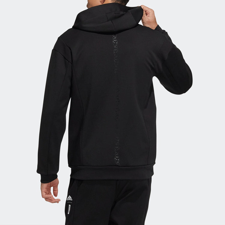 adidas Printing Logo Sports Hooded Jacket Black HE5116