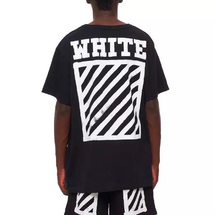 Off-White square frame Printing Round Neck Short Sleeve Unisex Black OMAA002F161850101001