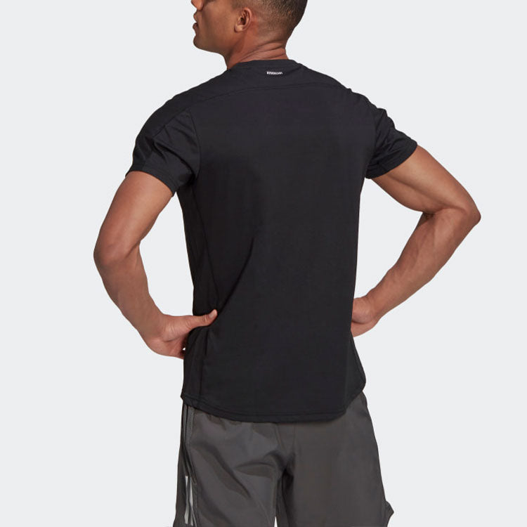 adidas Run Logo Tee M Running Sports Printing Short Sleeve Black GJ6472