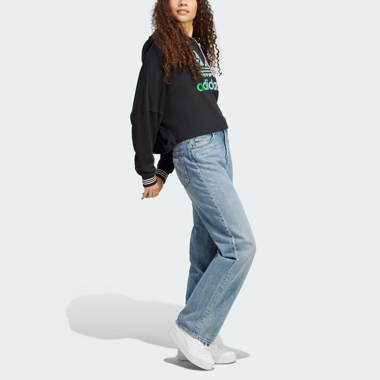 (WMNS) adidas Adicolor 70s Cropped Hoodie 'Black' IK7864