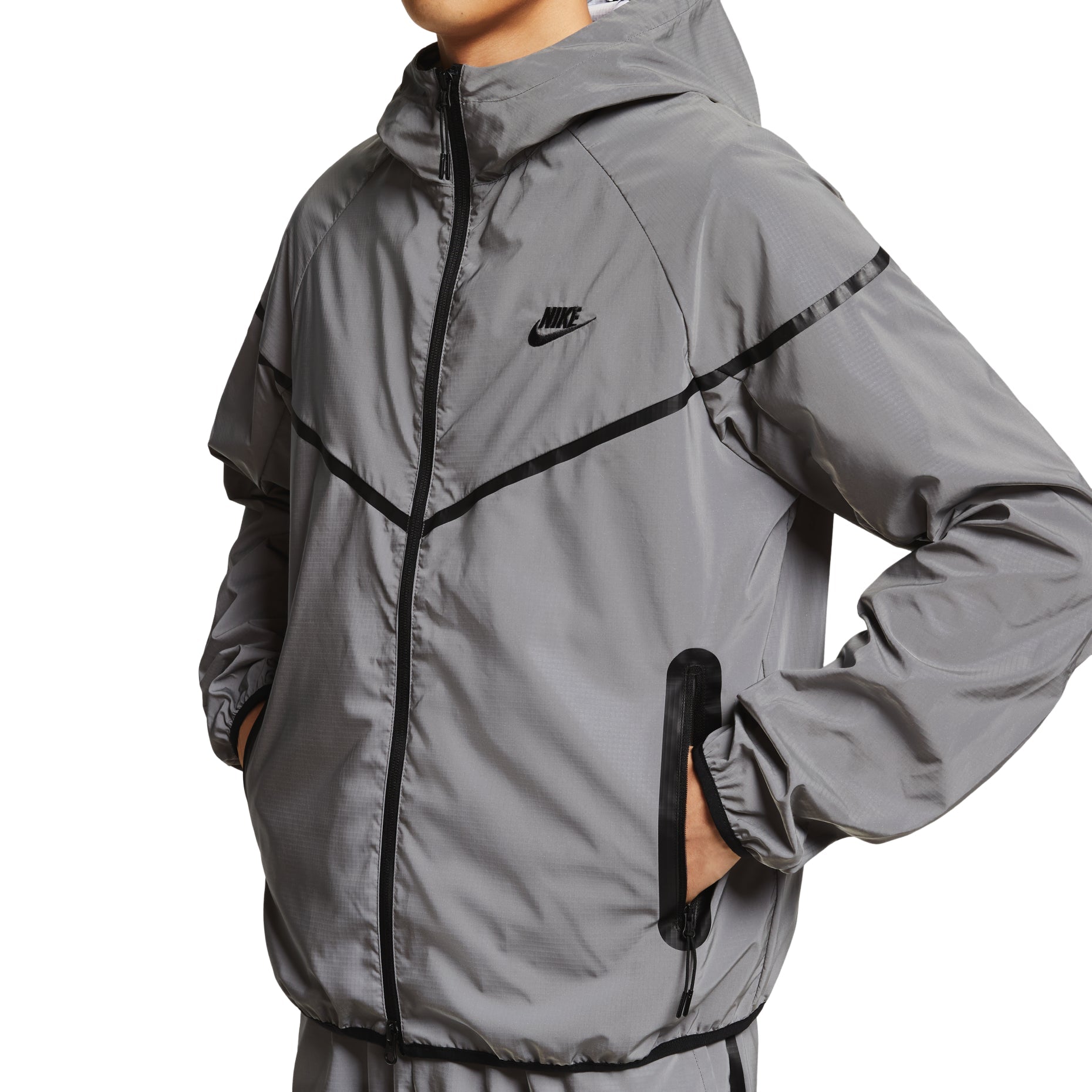 Nike Tech Woven Flash Jacket Reflect Asia Sizing 'Silver Black' FZ7586-035