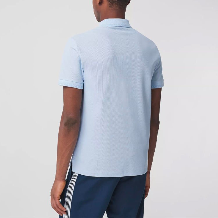 Men's Burberry SS21 Mesh Cotton Short Sleeve Polo Shirt Light Blue 80288731