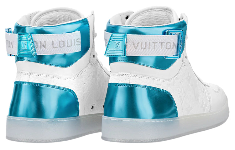 LOUIS VUITTON Rivoli Ankle Sneakers 'White Monogram with Metallic Blue' 1A8V8Q
