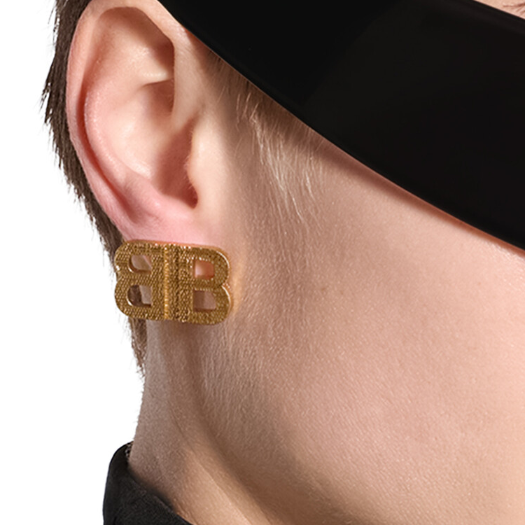 Balenciaga Bb 2.0 Textured Xs Earrings 'Gold' 782982TZ99G0705