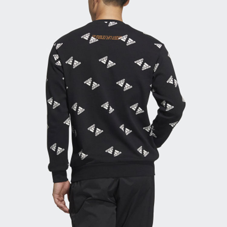 adidas Fi Bp1 Aop Swt Full Print Logo Sports Round Neck Pullover Black HE7447