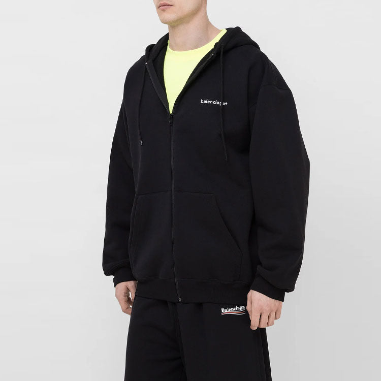 Men's Balenciaga SS21 Zipper Long Sleeves Jacket Black 641659TIV551070
