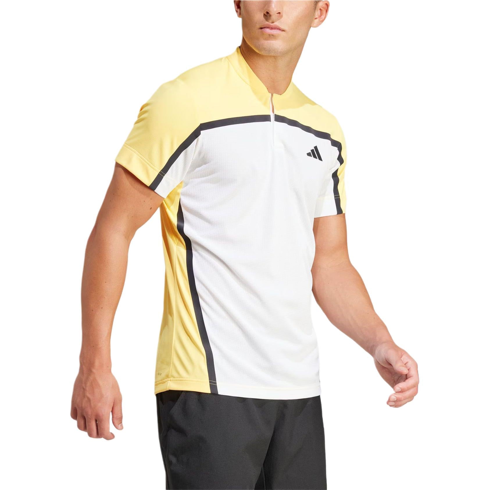 adidas Tennis HEAT.RDY Pro FreeLift Henley Polo Shirt Asia Sizing 'White Yellow' IS8969