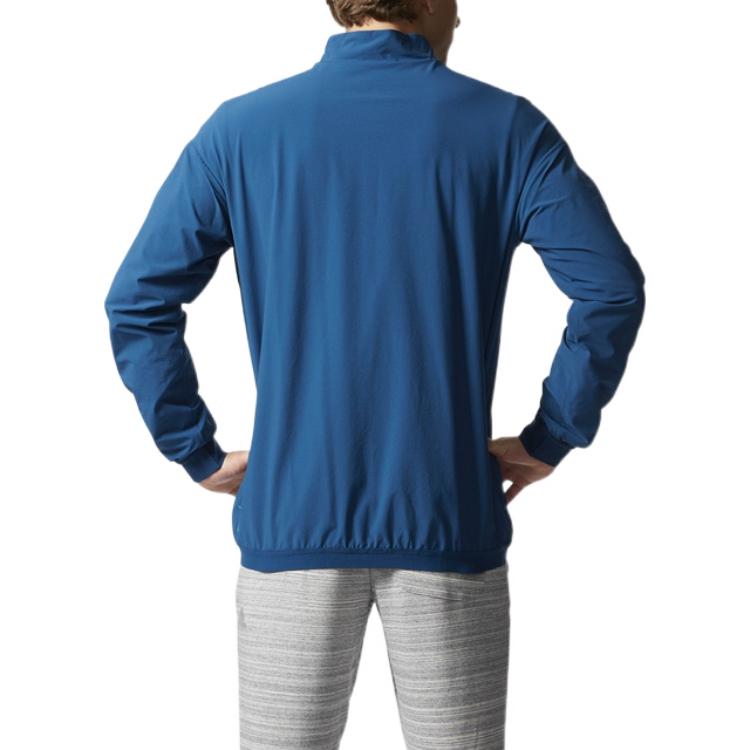 Men's adidas Brand Logo Solid Color Zipper Long Sleeves Jacket Blue BQ5630