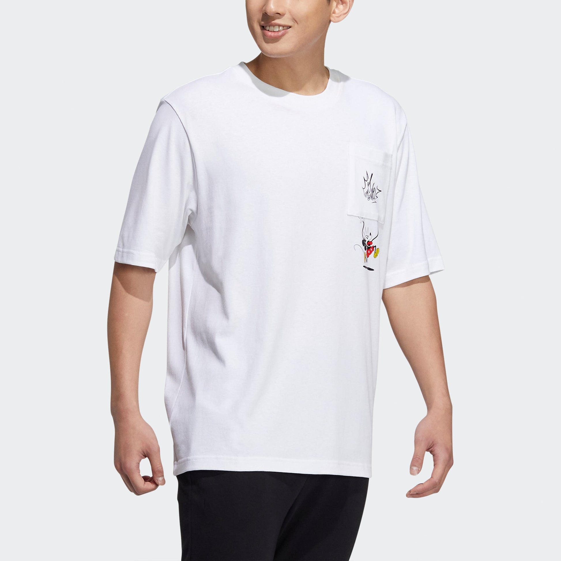 adidas neo Mf Tee 4 Mickey Mouse Pattern Sport Short Sleeves T Shirt Men's White HF0454