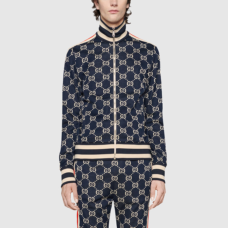 Gucci Classic GG Cotton Jacquard Zipper Jacket 'Blue' 496919-X9V05-4245