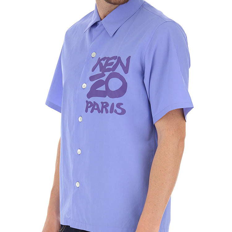 Men's KENZO Logo Printing Short Sleeve Shirt Blue FA55CH5291NC-66
