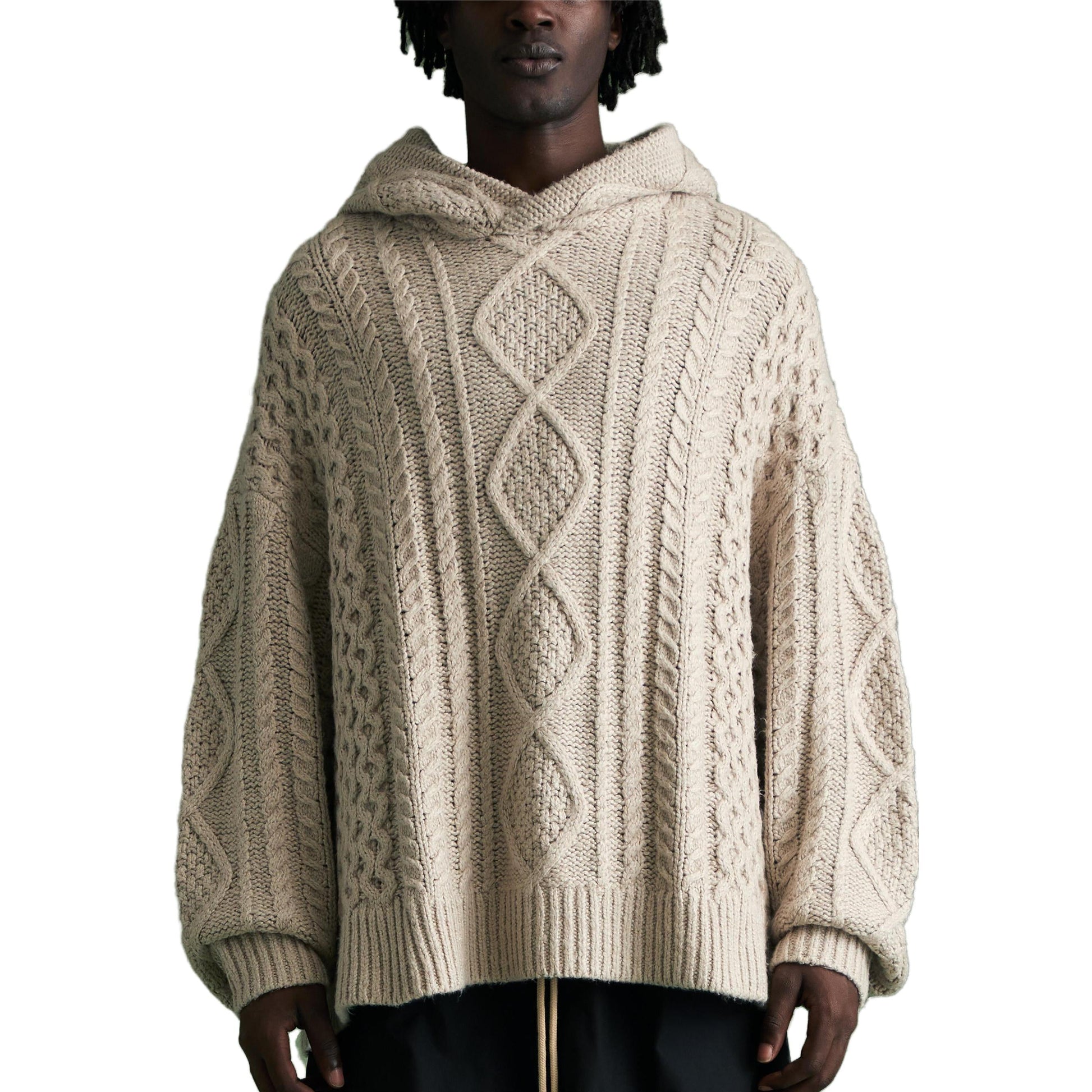 Fear of God Essentials FW23 Cable Knit Hoodie 'Silver Cloud' 192BT234392F