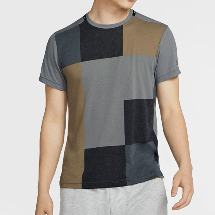 Nike Training Top Multicolor Splicing Breathable Sports Short Sleeve Gray CJ4743-077